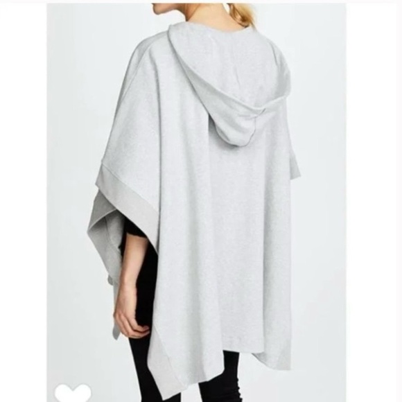 L'AGENCE Lizzy Lace Up Grey Hooded Poncho - Picture 3 of 16